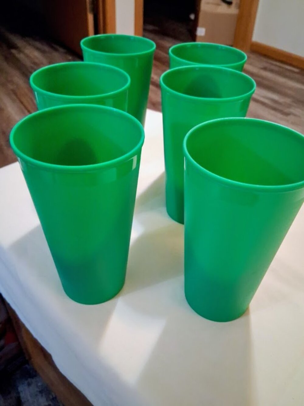 Set of 6 Green Reusable Plastic Tumblers Dishwasher Safe
